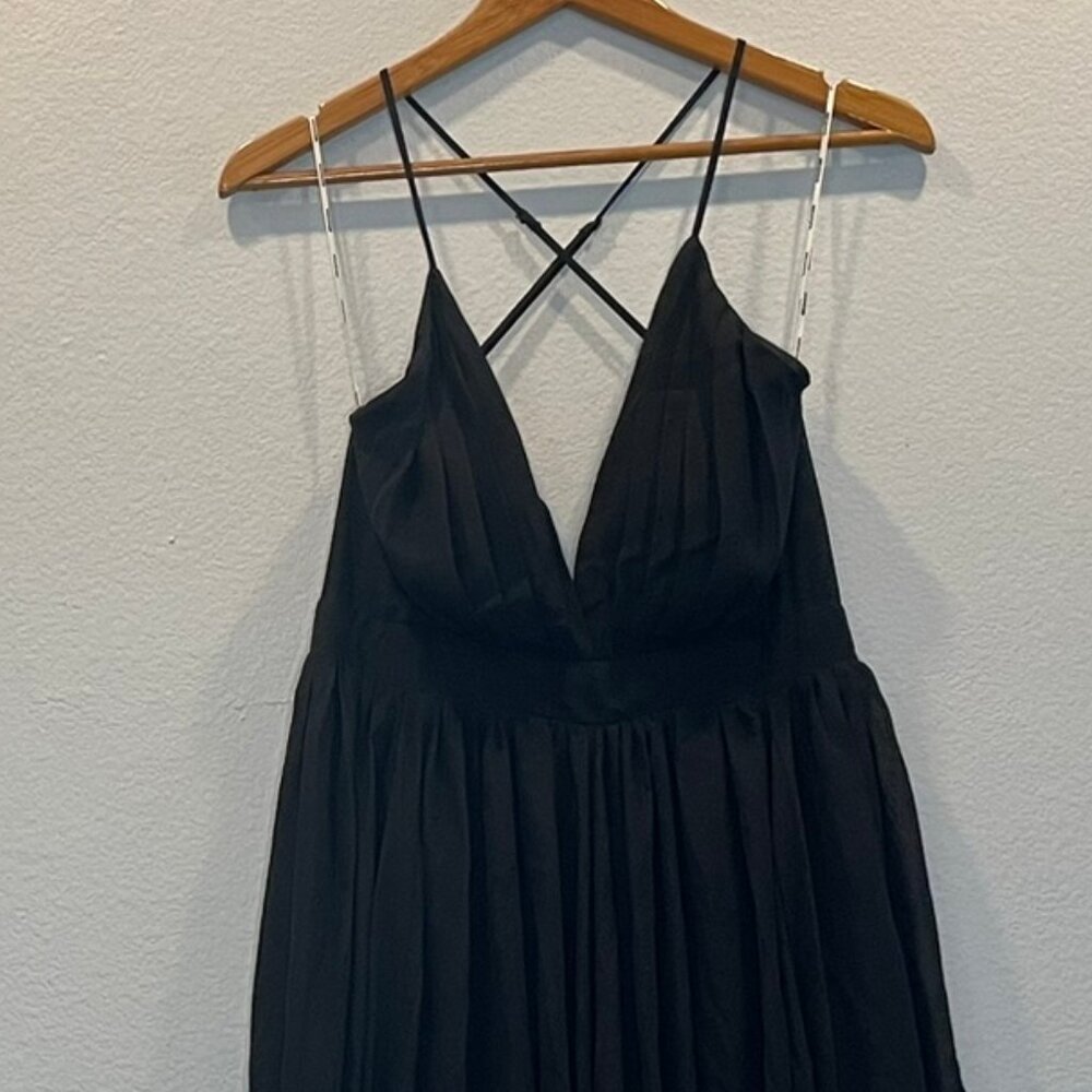 Meghan LA black chiffon midi cocktail dress Sz 10 - Picture 4 of 7